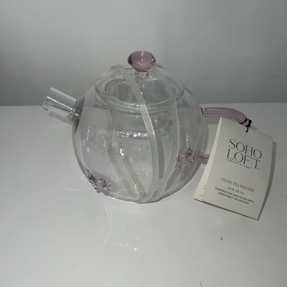 Paris Hilton Glass Teapot with Removable Tea Infuser Filter,